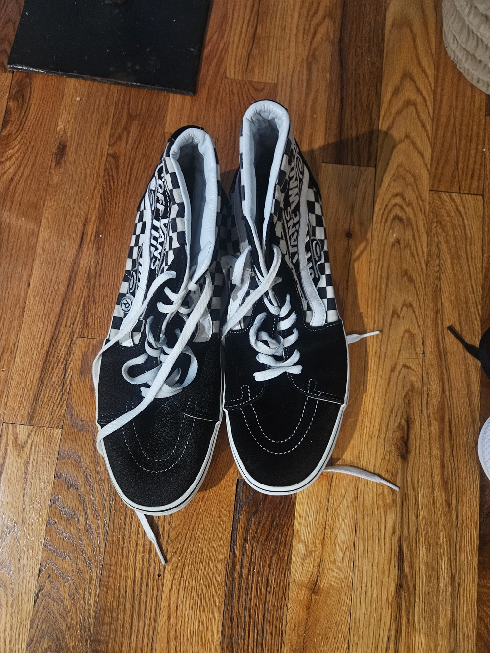 High-Top Checkerboard Skate Sneakers - Black & White. Excellent Condition!